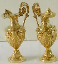 Antique solid silver gilt Baroque French Cruets
